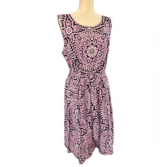 NWOT Talbots Plus Size Poplin Fit & Flare Medallion Print Sleeveless Dress 18 - Picture 7 of 13